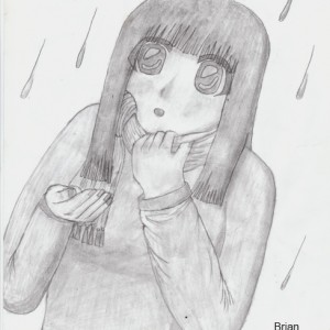 I drew this while at a summer camp. Her right hand is in a really hard position to draw, so it doesn't look that great.