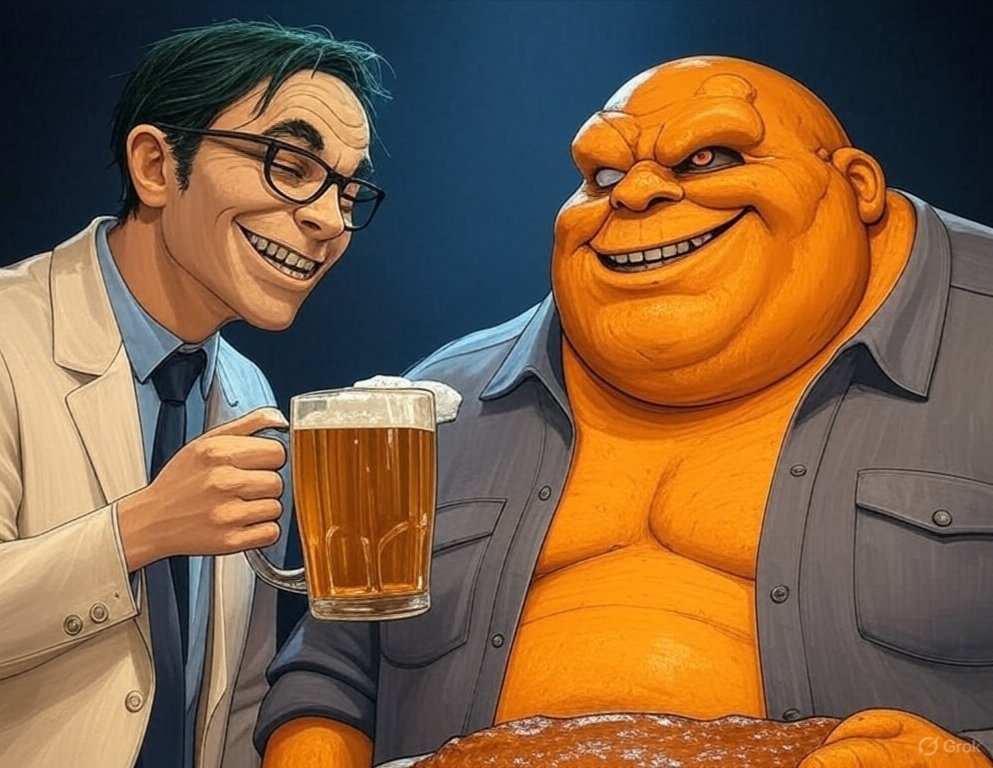 ビールを飲むドクターとボロス